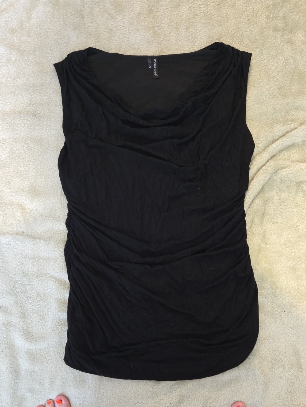 Maurices Black Sleeveless Cowl Neck Tank with Side Ruching